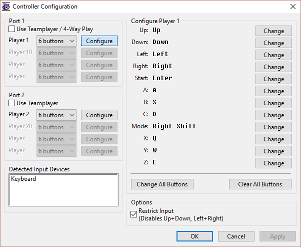 Gens/GS's Keyboard/Gamepad Configuration