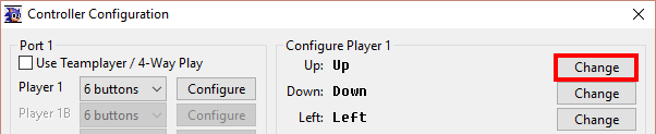 Clicking the Change button to configure the buttons