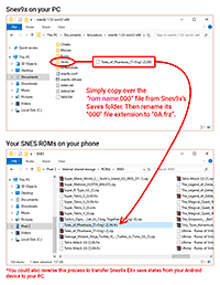 Transferring an Snes9x save state