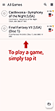 Tap a game to play it