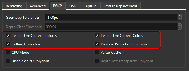 DuckStation's PGXP options