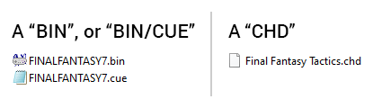 Supported ISO formats: BIN/CUE and CHD