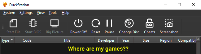 DuckStation not showing your games