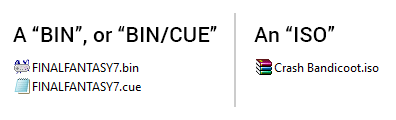 Supported ISO formats in ePSXe: BIN/CUE and ISO