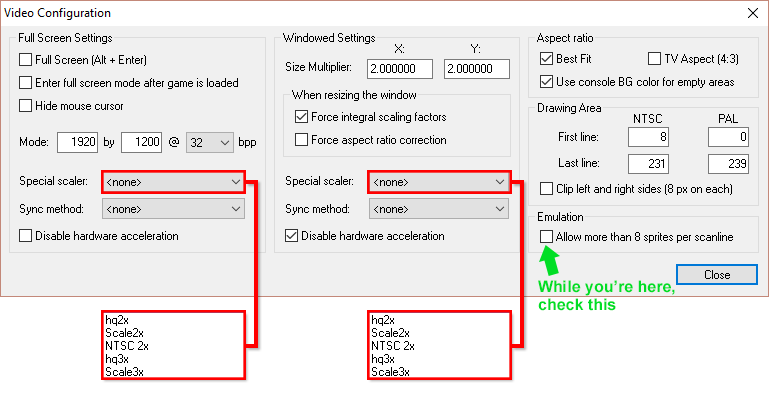 The Video Configuration window