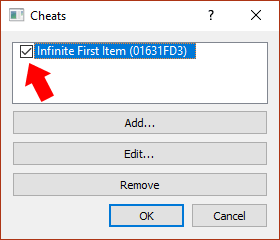 Enabling a cheat