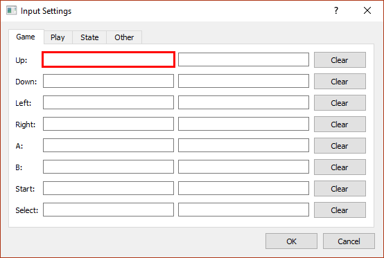 The Input Settings window