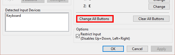 Clicking the Change button to configure the buttons