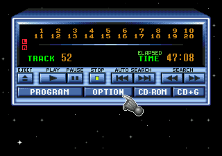 The CD Player screen on Sega CD