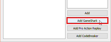 Click on Add GameShark