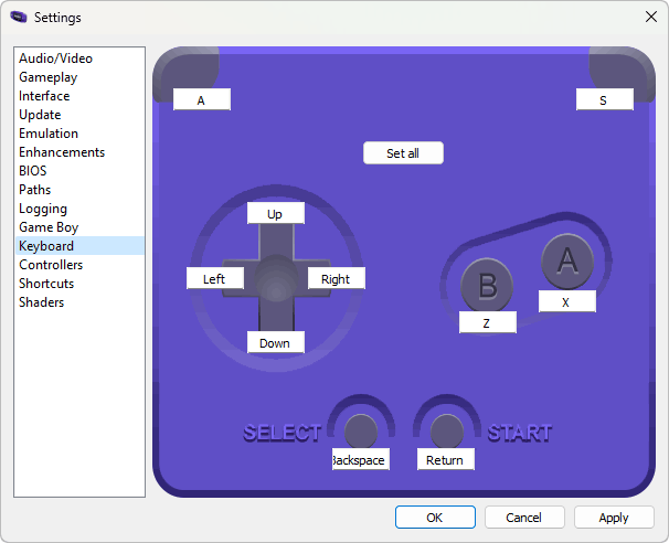 Accessing the keyboard configuration