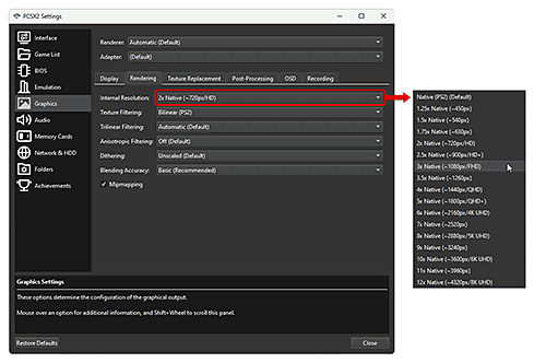 Changing the internal resolution