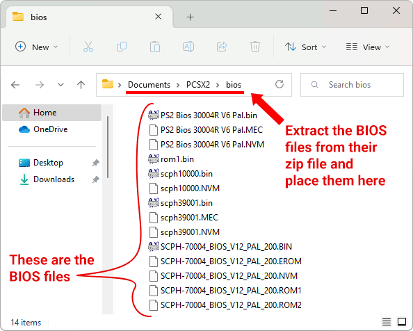 The BIOS files in the BIOS folder