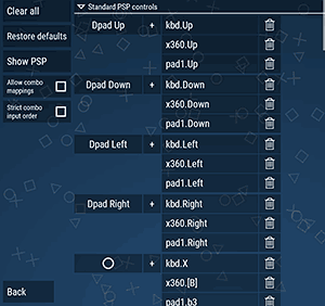 PPSSPP's button configuration