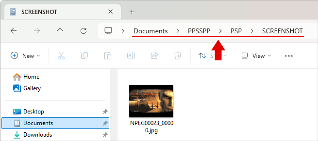 The folder where PPSSPP saves screenshots