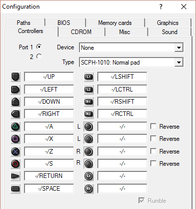 pSX's button configuration