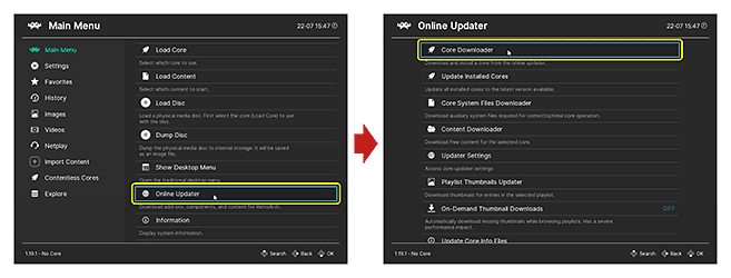 RetroArch's Online Updater