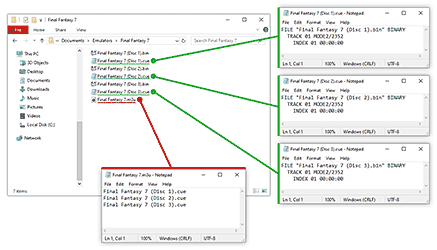 A BIN/CUE game with multiple discs and an M3U file