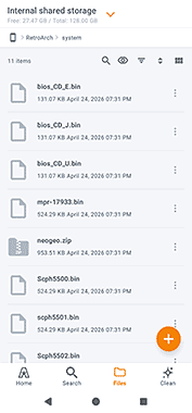 BIOS files in RetroArch's system folder