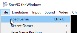 Loading a game in Snes9X