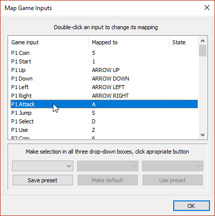 The Map Game Inputs window