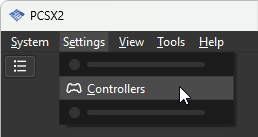 Selecting 'Controllers' in the Settings menu