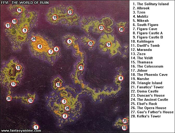 final fantasy 3 world of ruin map Final Fantasy 6 Maps final fantasy 3 world of ruin map
