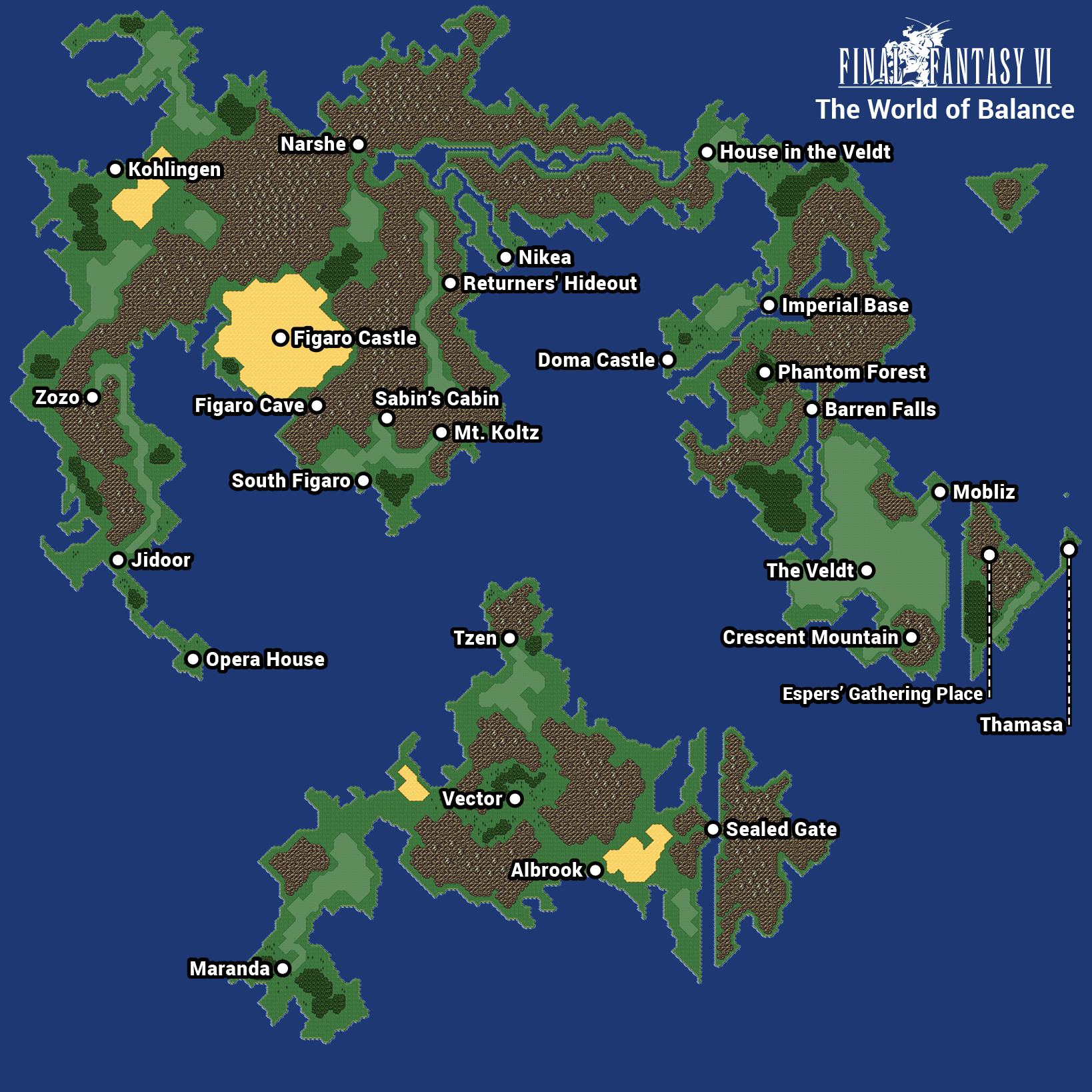 World Of Ruin Map Final Fantasy 6 - Maps