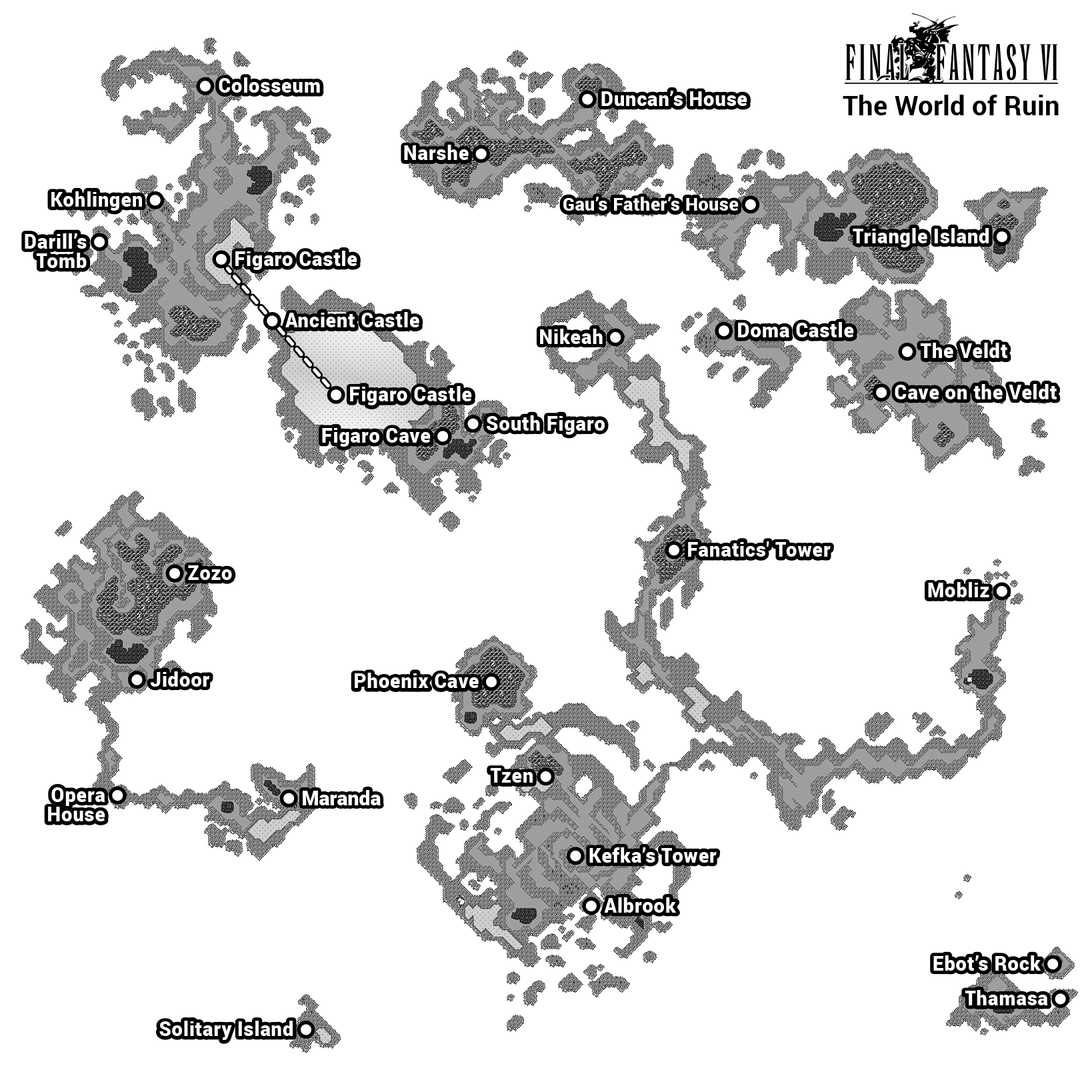 World Of Ruin Map Final Fantasy 6 - Maps