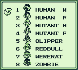 Character selection